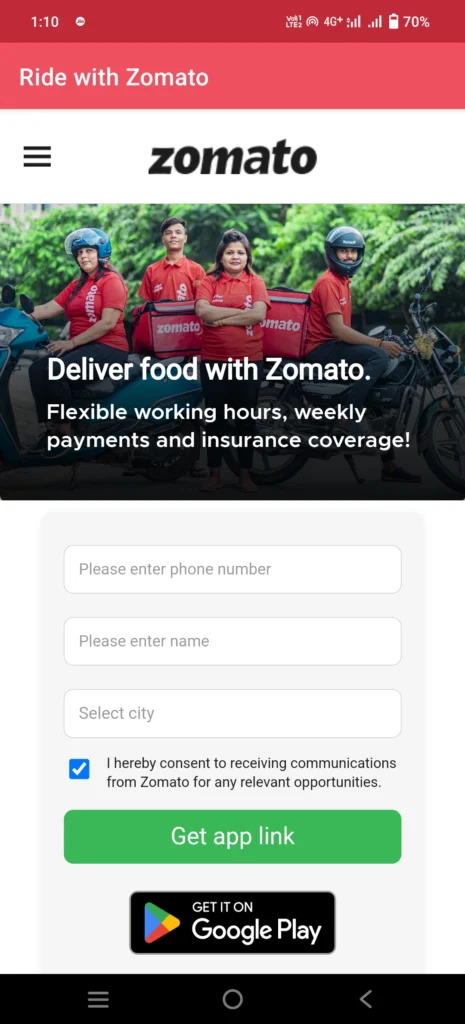 Zomato Delivery App apk 2023