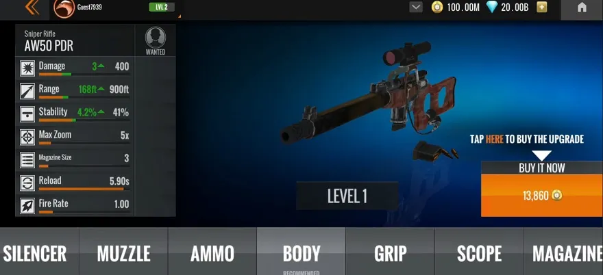 Mod Features Inside Sniper 3D Mod APK